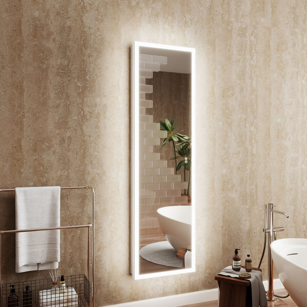20-1/8" Wide Cabinet/Wardrobe Mirror, with back lighting switched on.