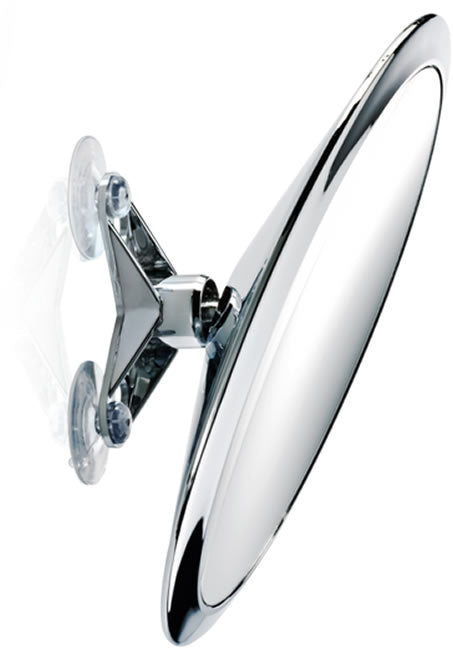 SPT 13/X Suction Cup Travel Makeup Mirror. Attach it securely to the hotel mirror or any smooth surface and it tilts and pivots left and right. 10x Magnification.