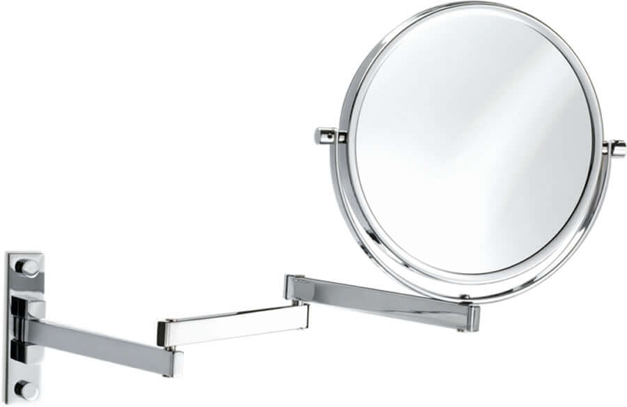 In Polished Chrome, the SP 29 Stainless Steel Makeup Mirror by Decor Walther extends out to just beyond 24 inches.