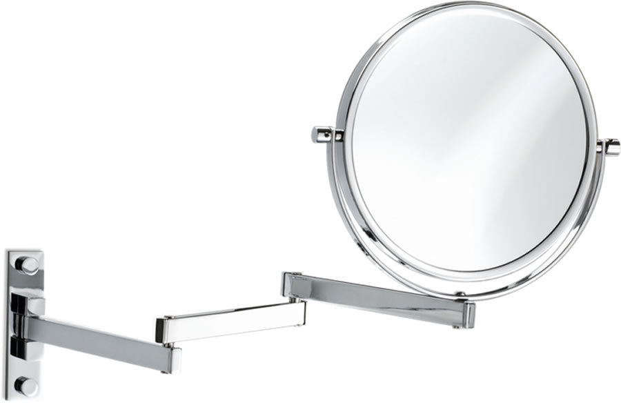 In Polished Chrome, the SP 29 Stainless Steel Makeup Mirror by Decor Walther extends out to just beyond 24 inches.