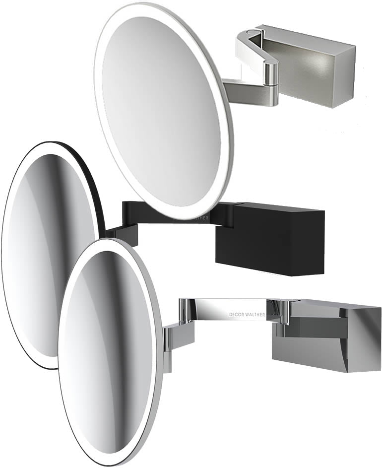 VISION R by Decor Walther. Top-down: Matte Stainless Steel, Matte Black, Polished Chrome