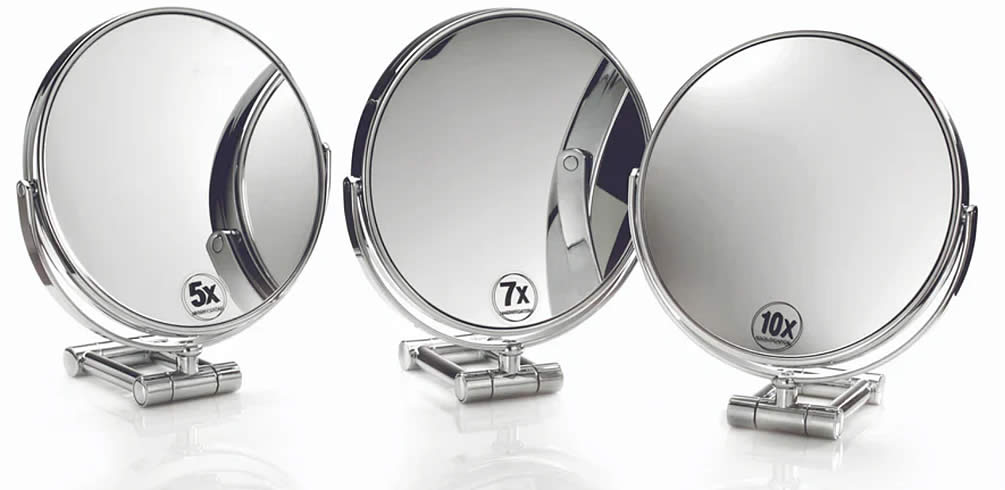 Select your magnification - 5x, 7x, or 10x. Each flips over to 1x.. Each is shipped with an elegant velour travel pouch.