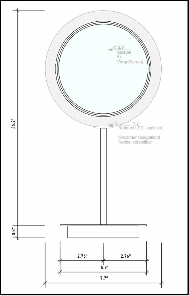 BS 15 TOUCH Battery Operated 5x Free-Standing LED Makeup Mirror with Lights, Chrome by Decor Walther