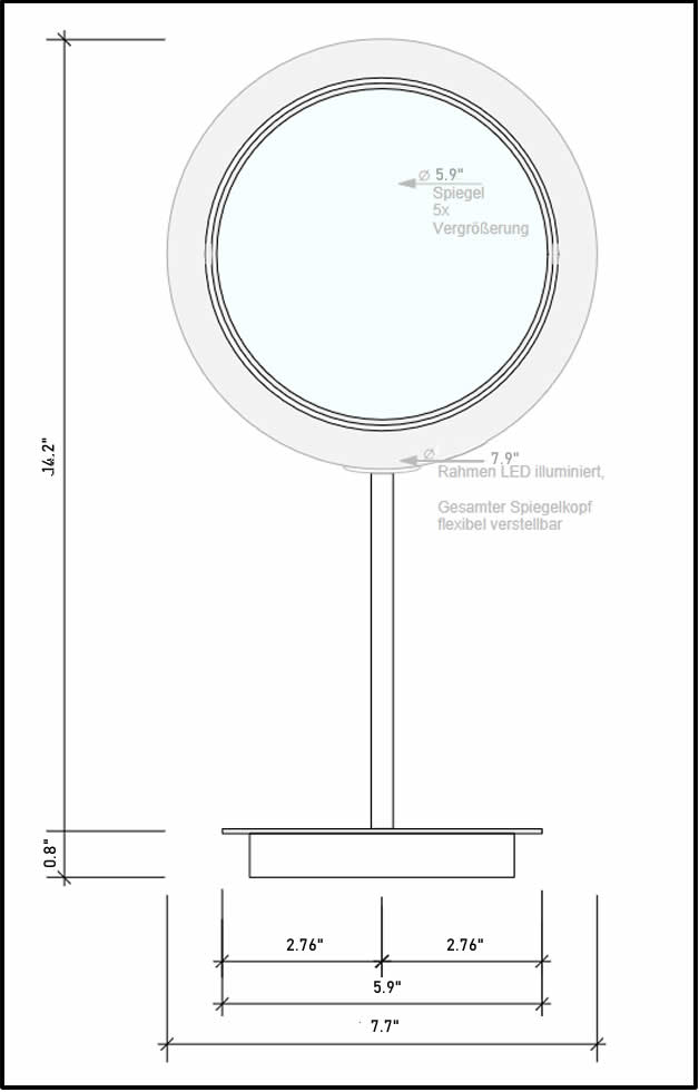 BS 15 TOUCH Battery Operated 5x Free-Standing LED Makeup Mirror with Lights, Chrome by Decor Walther