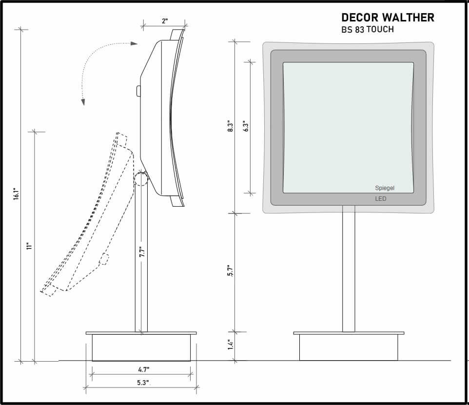 BS 83 TOUCH Battery Operated 5x Free-Standing LED Makeup Mirror with Lights, Chrome by Decor Walther