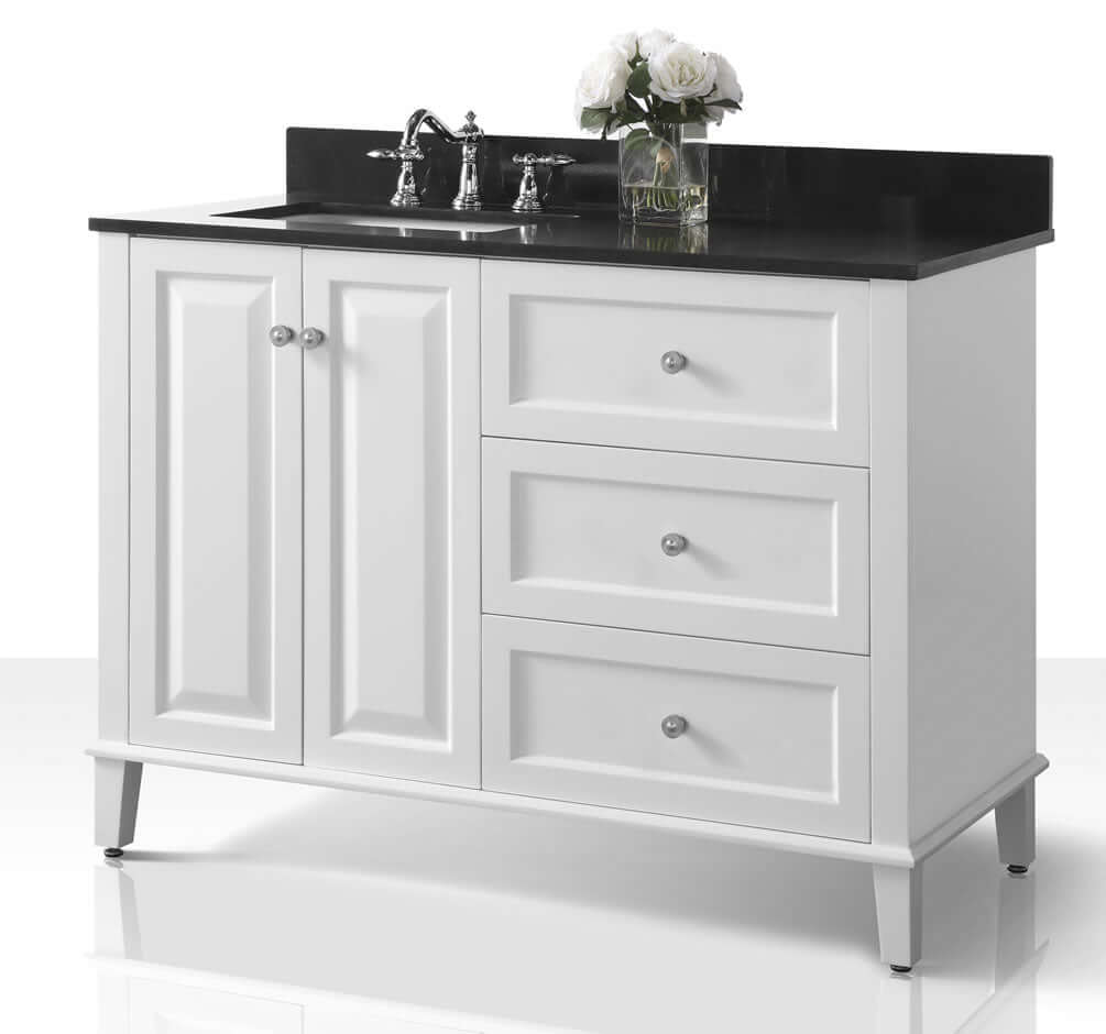 Hannah 48" White Finish Solid Wood Vanity Set by Ancerre Designs $1769.00 Perfect Makeup Mirrors