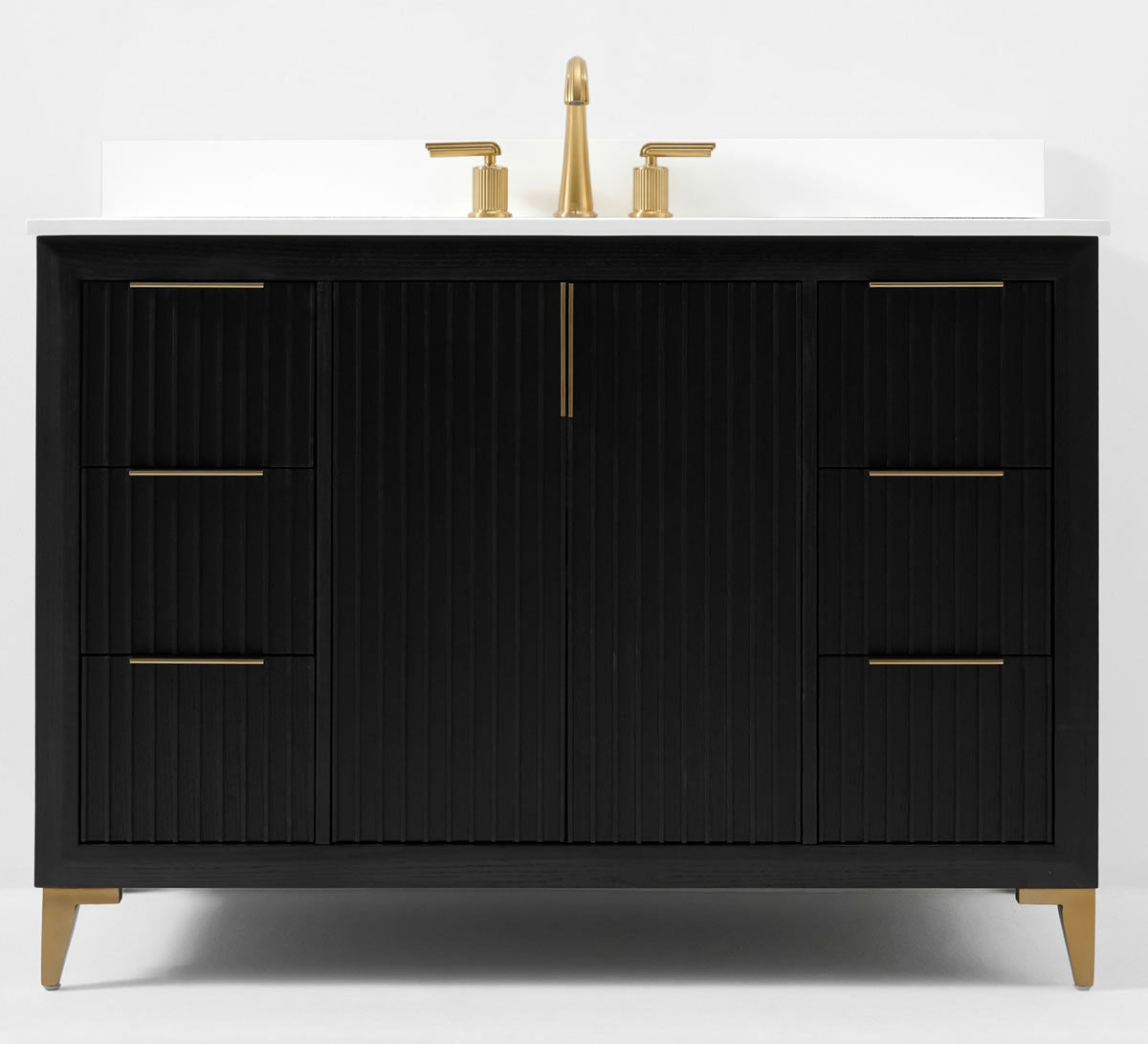 Turlington 48"Solid Wood Vanity Set Finished in American Oak or Black Oak by Ancerre Designs $2069.00 Perfect Makeup Mirrors