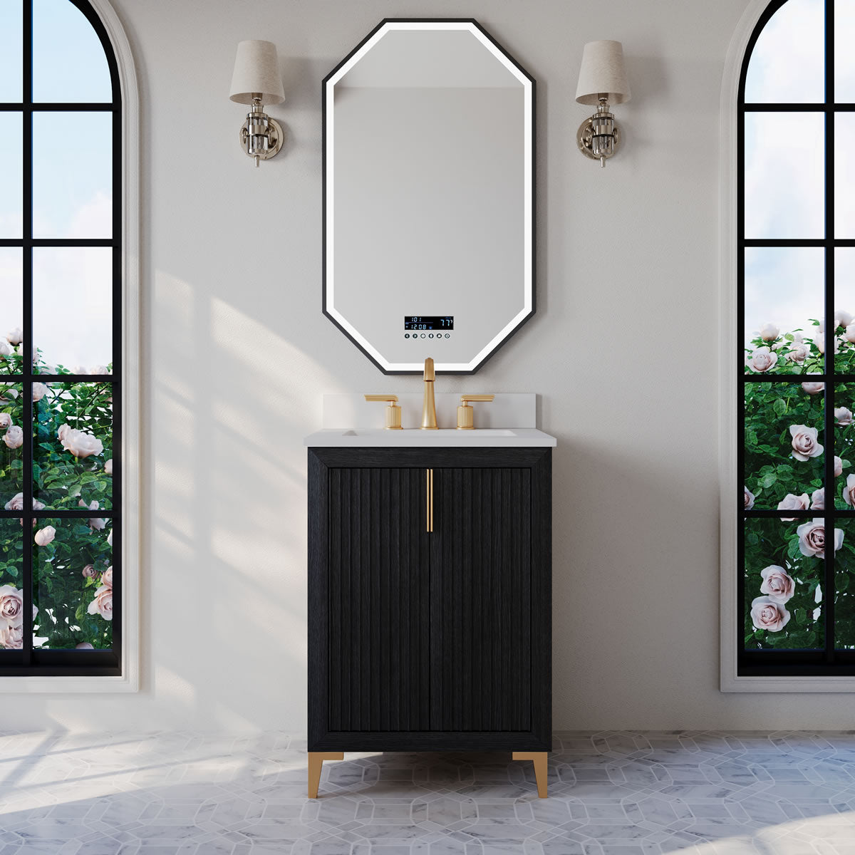 Turlington 24" Solid Wood Vanity Set Finished in American Oak or Black Oak by Ancerre Designs $1349.00 Perfect Makeup Mirrors