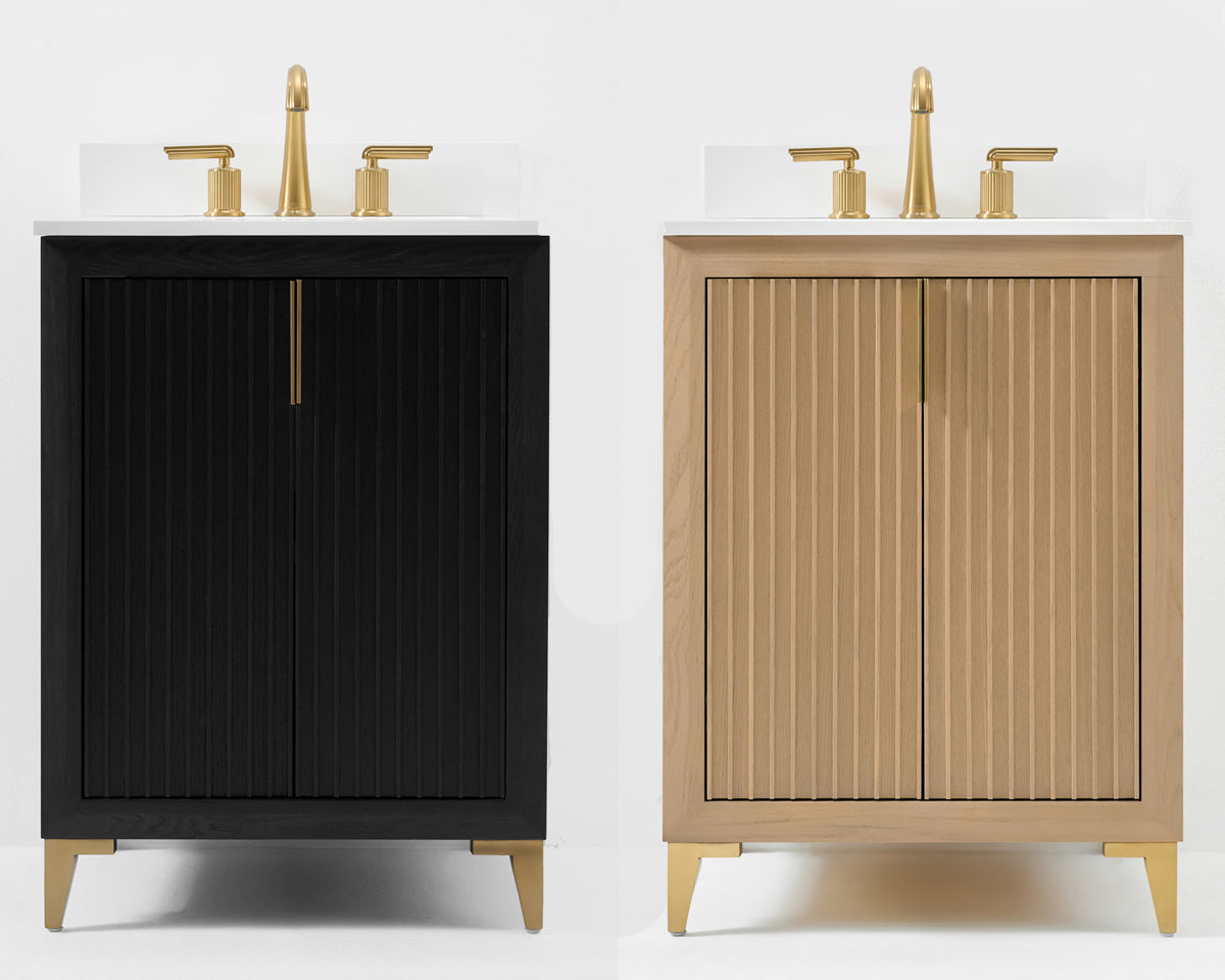 Turlington 24" Solid Wood Vanity Set Finished in American Oak or Black Oak by Ancerre Designs $1349.00 Perfect Makeup Mirrors