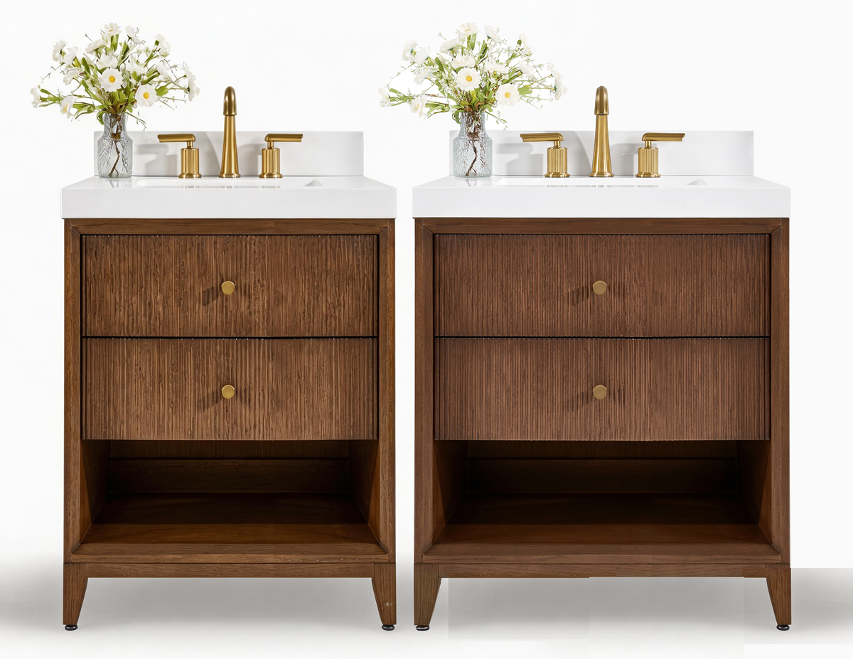 Momo 24" and 30" Solid Wood Vanities in American, Black or Chestnut Oak - by Ancerre Designs $1349.00 Perfect Makeup Mirrors