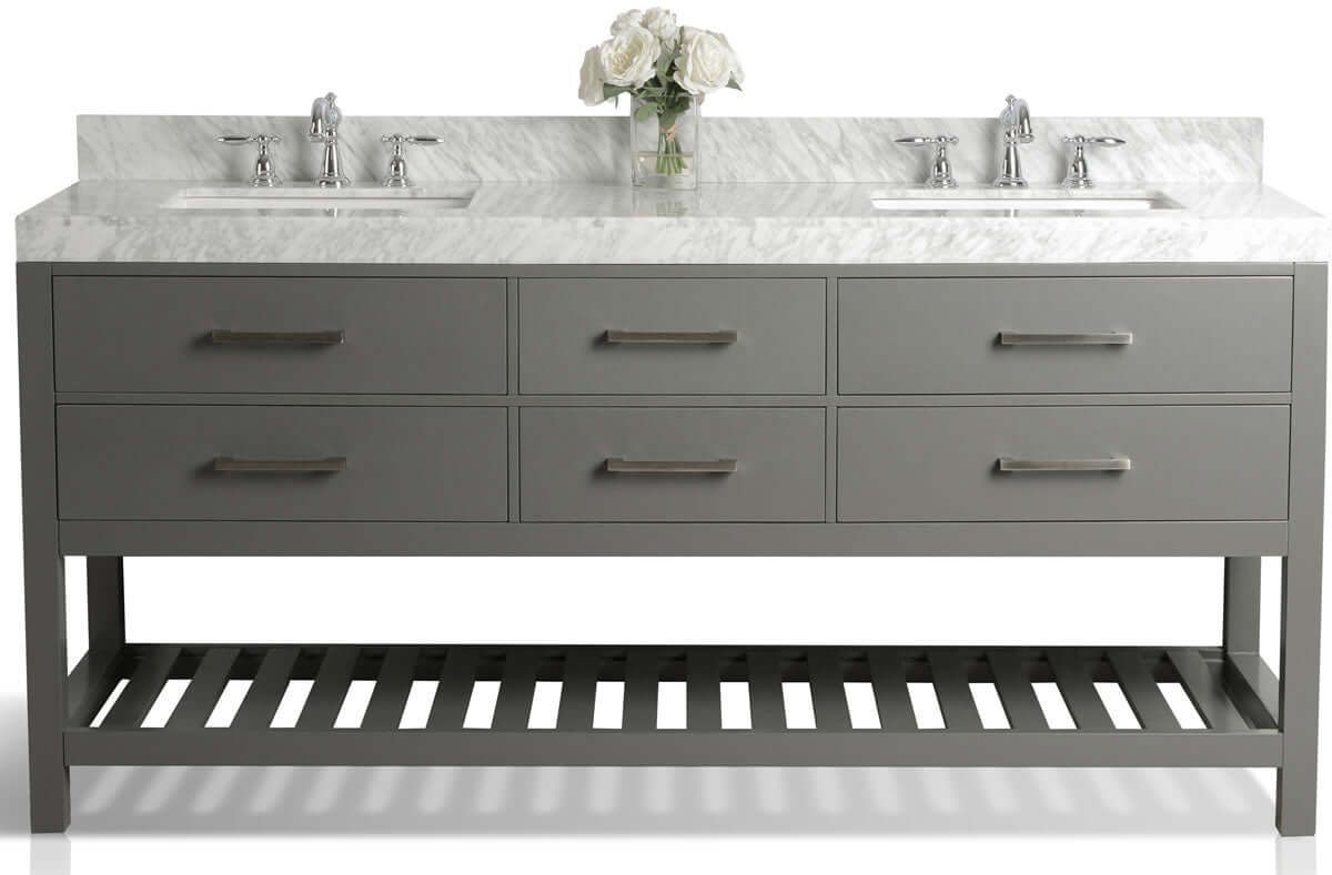 Elizabeth 72" Dual Sink His & Hers Vanity with Italian Carrara Marble Top - by Ancerre Design $2339.00 Perfect Makeup Mirrors