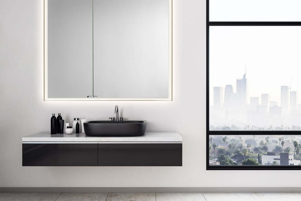Sidler Quadro LED 2-Door Medicine Cabinet 31" or 35" Widths - Perfect Makeup Mirrors