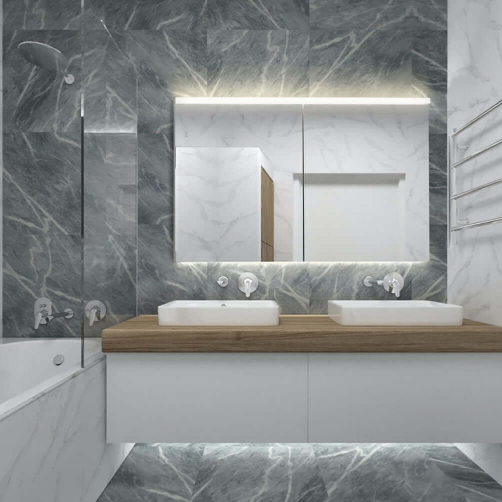 Sidler Xamo 2-Door LED Medicine Cabinet – 31", 35", or 47" Wide with Night Light & Interior Outlets - Perfect Makeup Mirrors