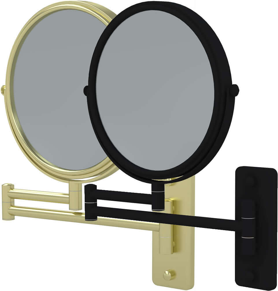 Mirror Image 211 Series in Brushed Brass and Matte Black, 5x or 10x Magnification