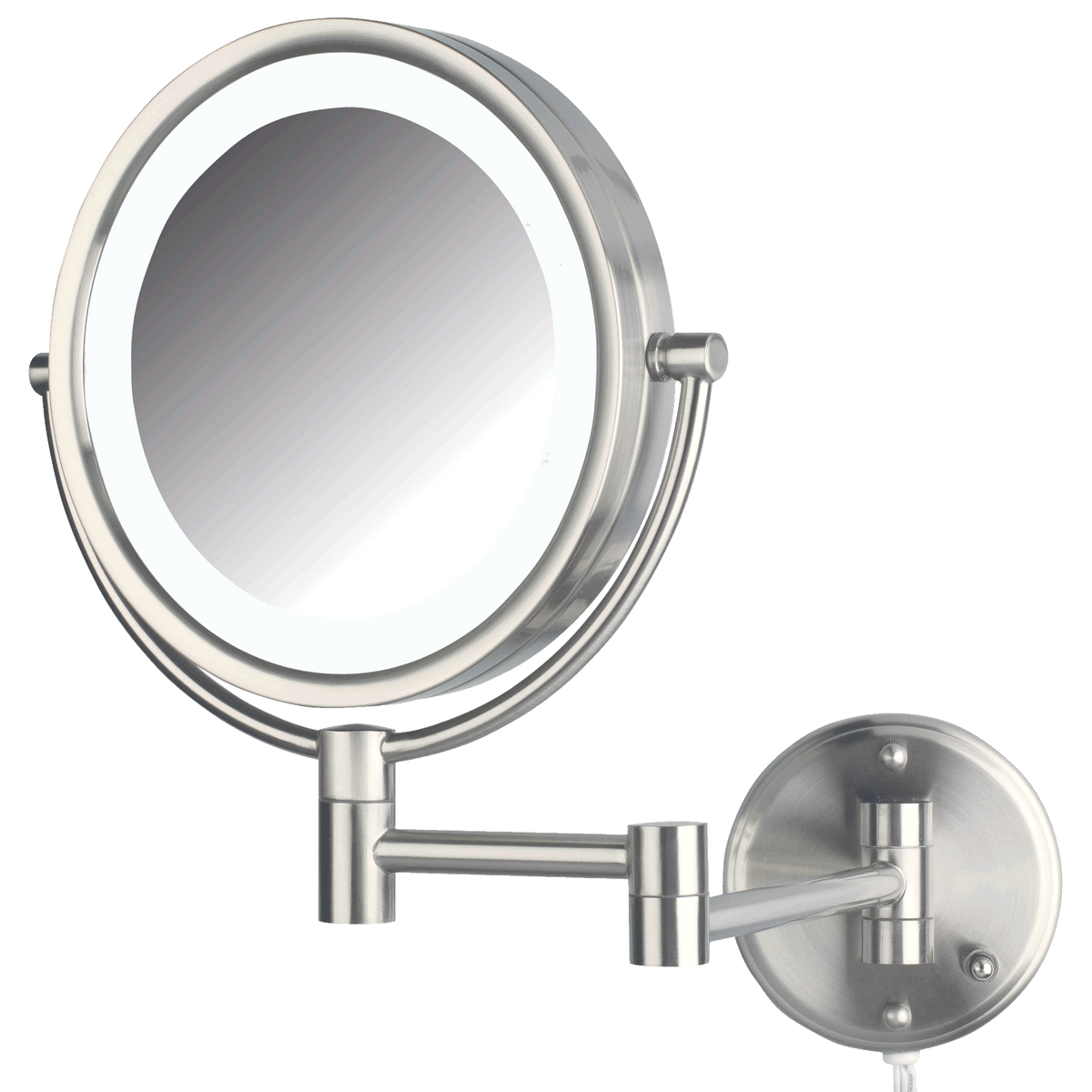Jerdon Reversible 8x/1x LEDLighted PlugIn Make Up Mirror