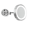 A little larger than most, the overall face diameter is 9 inches.Halo lighting is by 3,000k LEDs - like normal indoor lighting.Brushed Nickel finish.