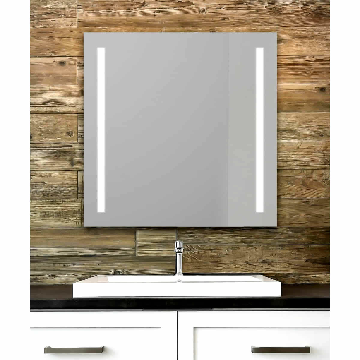 Cordova Charisma Natural-Light Bathroom LED Mirror with 1-inch Frosted Vertical Bands - 3 Sizes