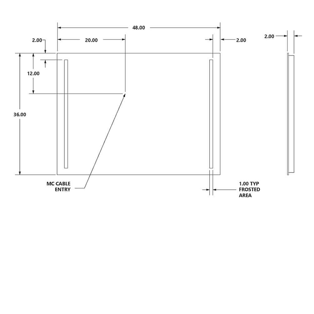 Cordova Charisma Natural-Light Bathroom LED Mirror with 1-inch Frosted Vertical Bands - 3 Sizes