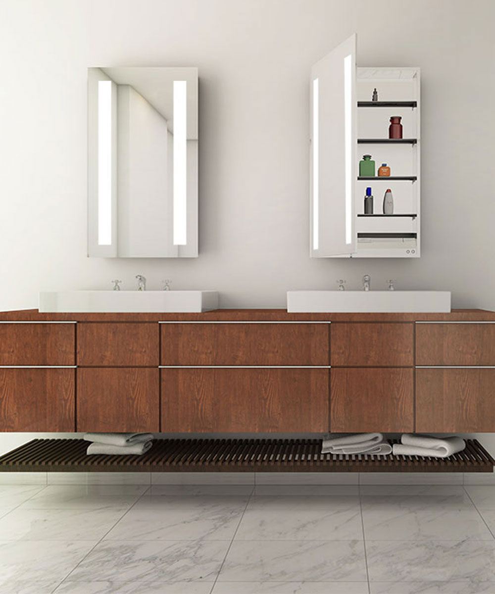 Electric Mirror Ascencion ADA LED 23.5" Mirrored Medicine Cabinets, 3 Heights, Left or Right Hinge