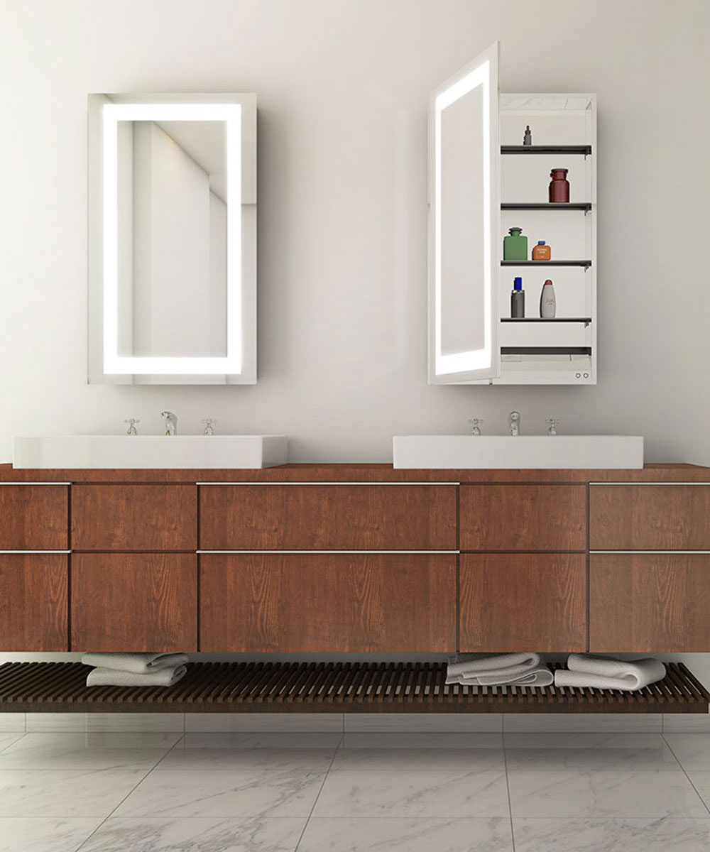 Electric Mirror Ambiance 23.5" Mirrored Cabinet with LED "Frame", 30" or 40 High, L or R Hinge