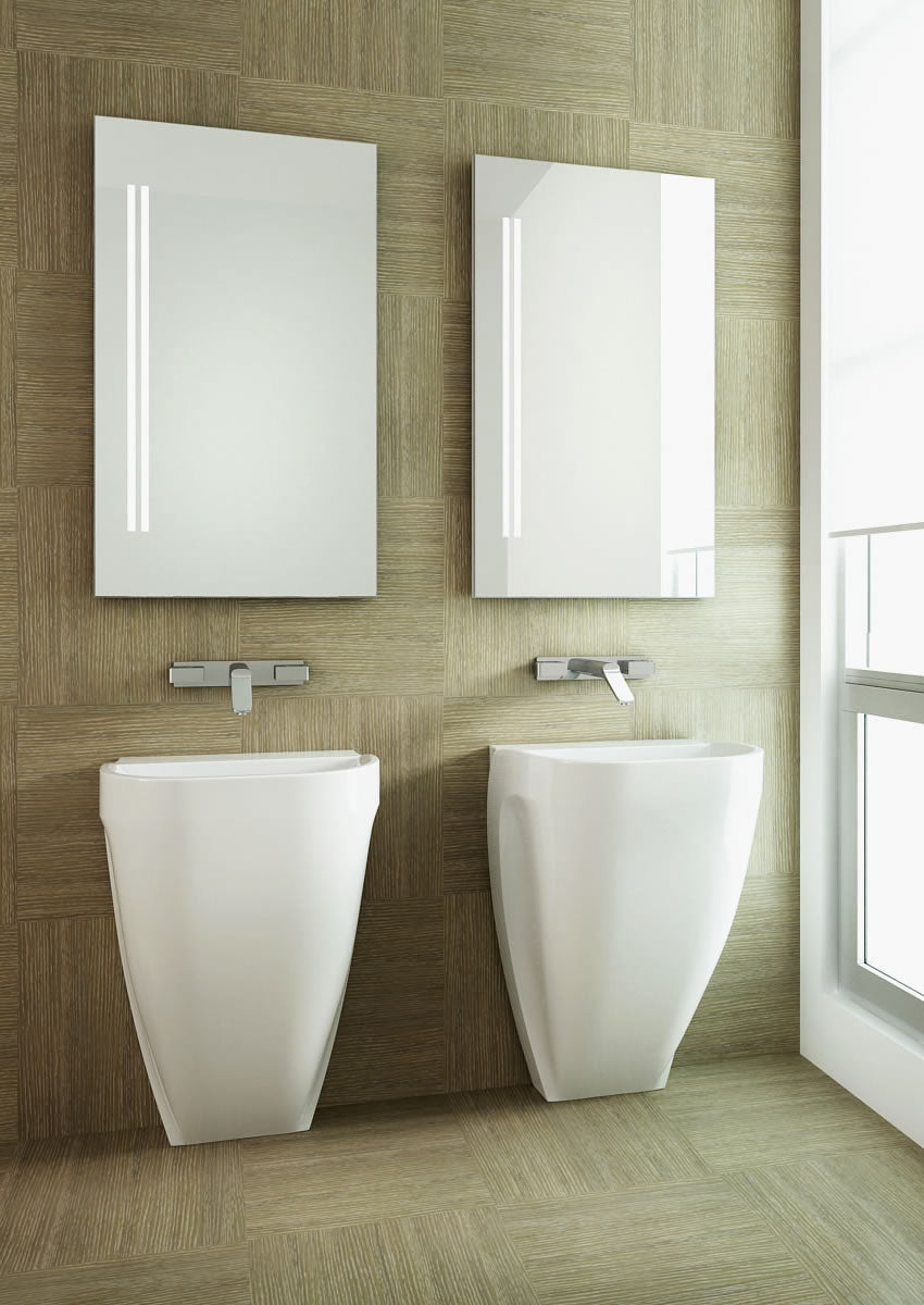 Aamsco UNICO 3 with Double Vertical Bands of LED Lighting Near the Side of the Mirror - Perfect Makeup Mirrors