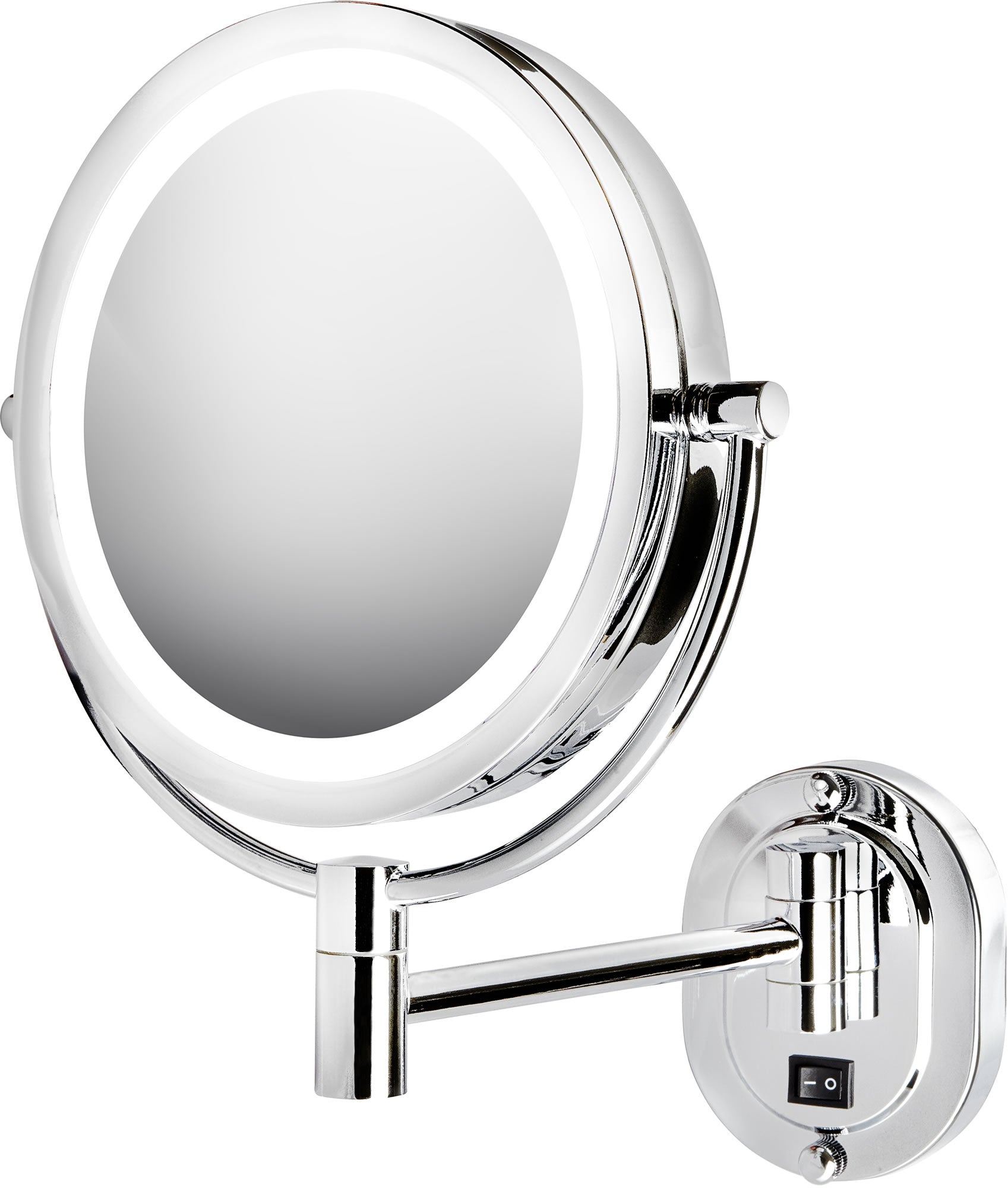 Open Box 5x/1x LED Wall Makeup Mirror, Chrome - Jerdon Style