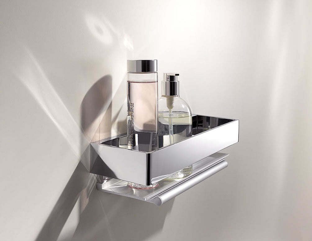 Keuco Edition 11 Shower Basket with Built-In "Secret" Squeegee, 5 Finishes