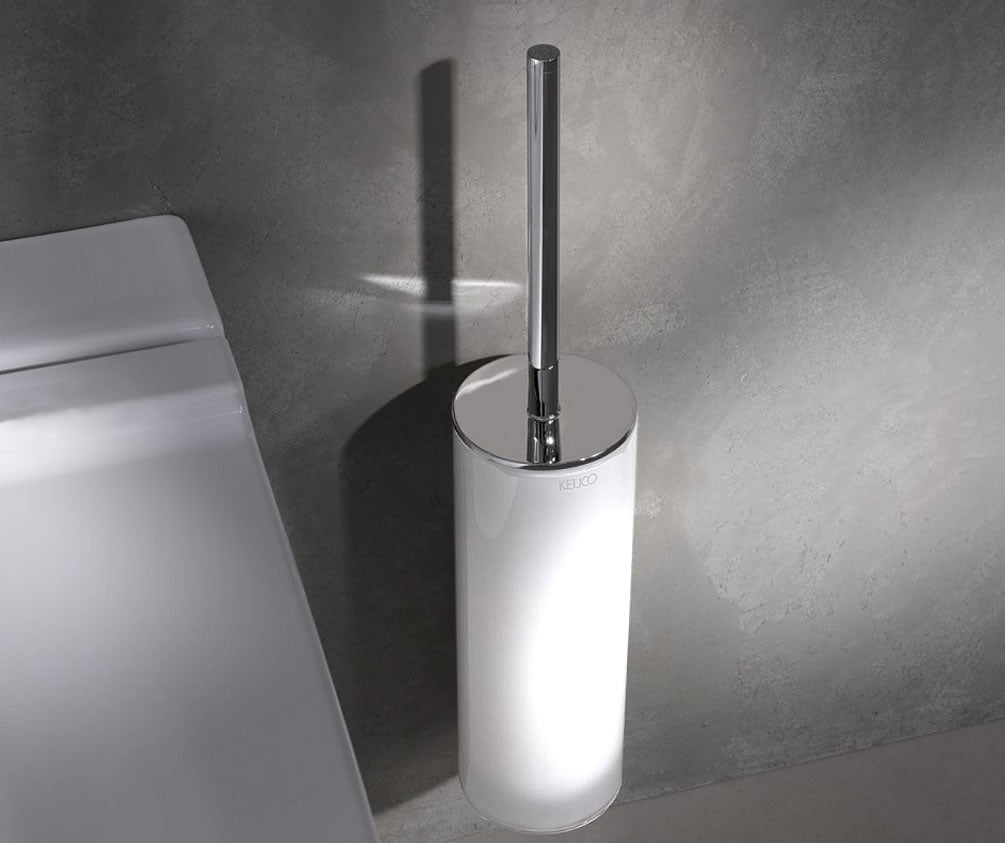 Keuco Edition 400 Wall Mounted Toilet Brush Set, in 3 Finish Options with Crystal Receptacle