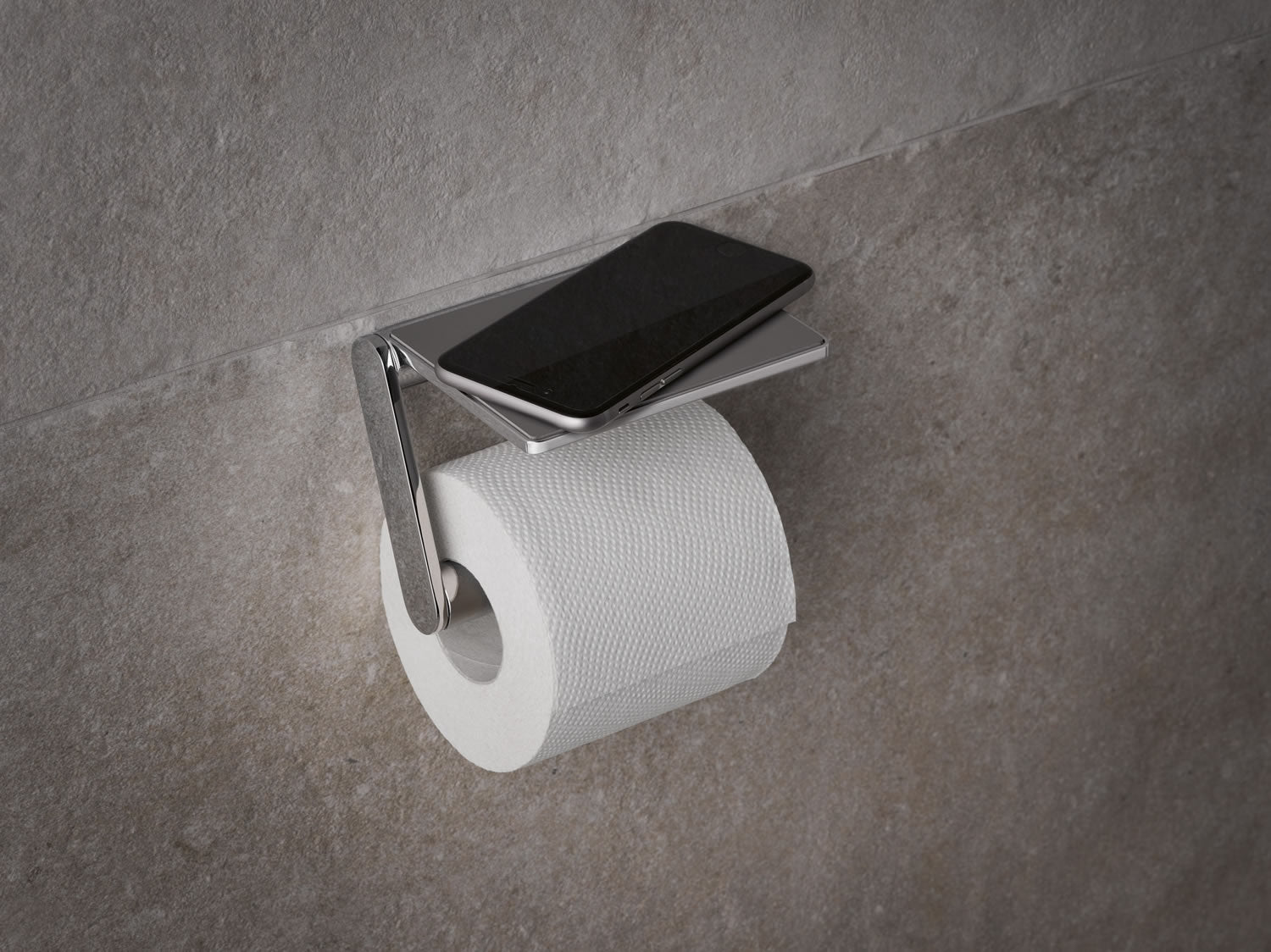 Keuco Plan Toilet Paper Holder with Shelf in Polished Chrome or Stainless Steel Finish