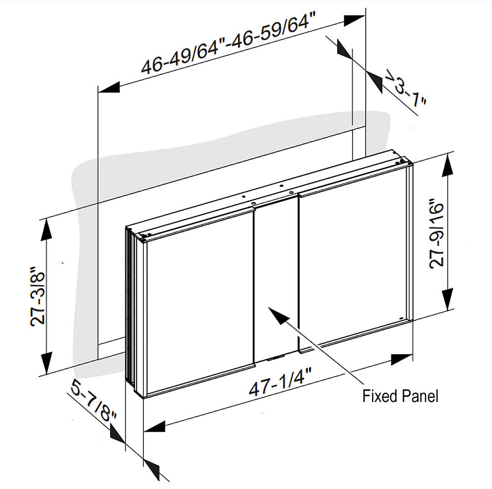 Keuco Royal Match Mirrored LED Bathroom Cabinet, Flex Storage
