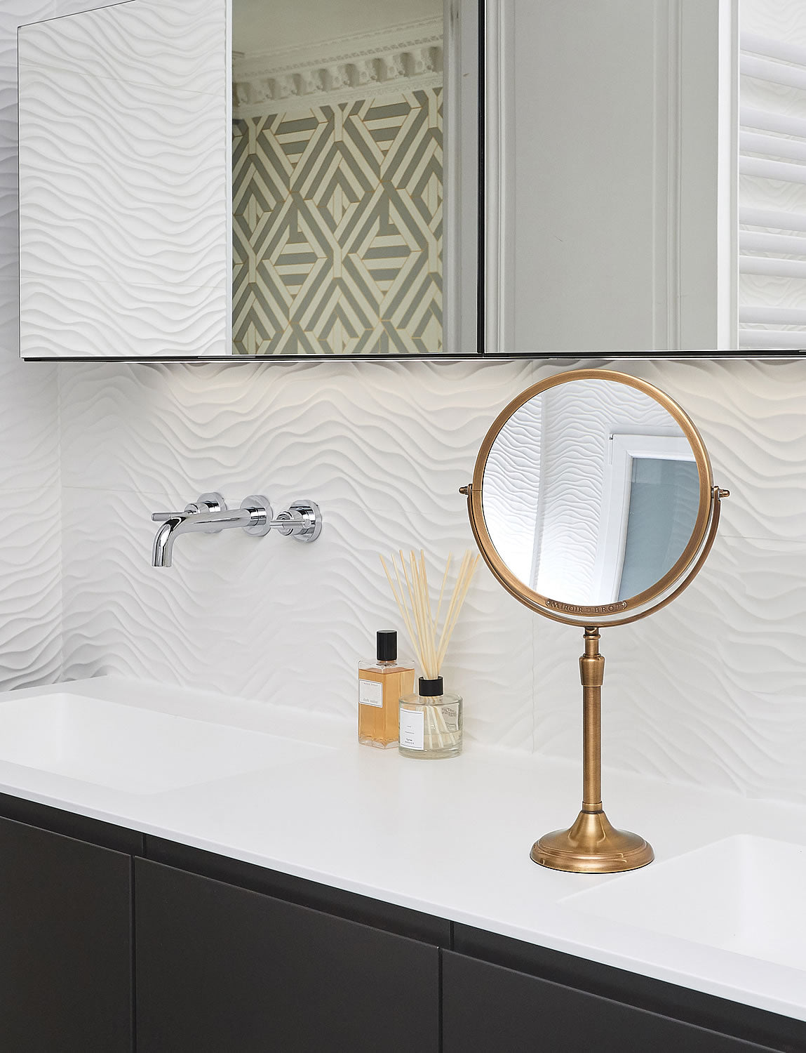 Unlacquered Brass Patrimoine.  Height adjustable from 16.9&quot; to 23.67quot;.