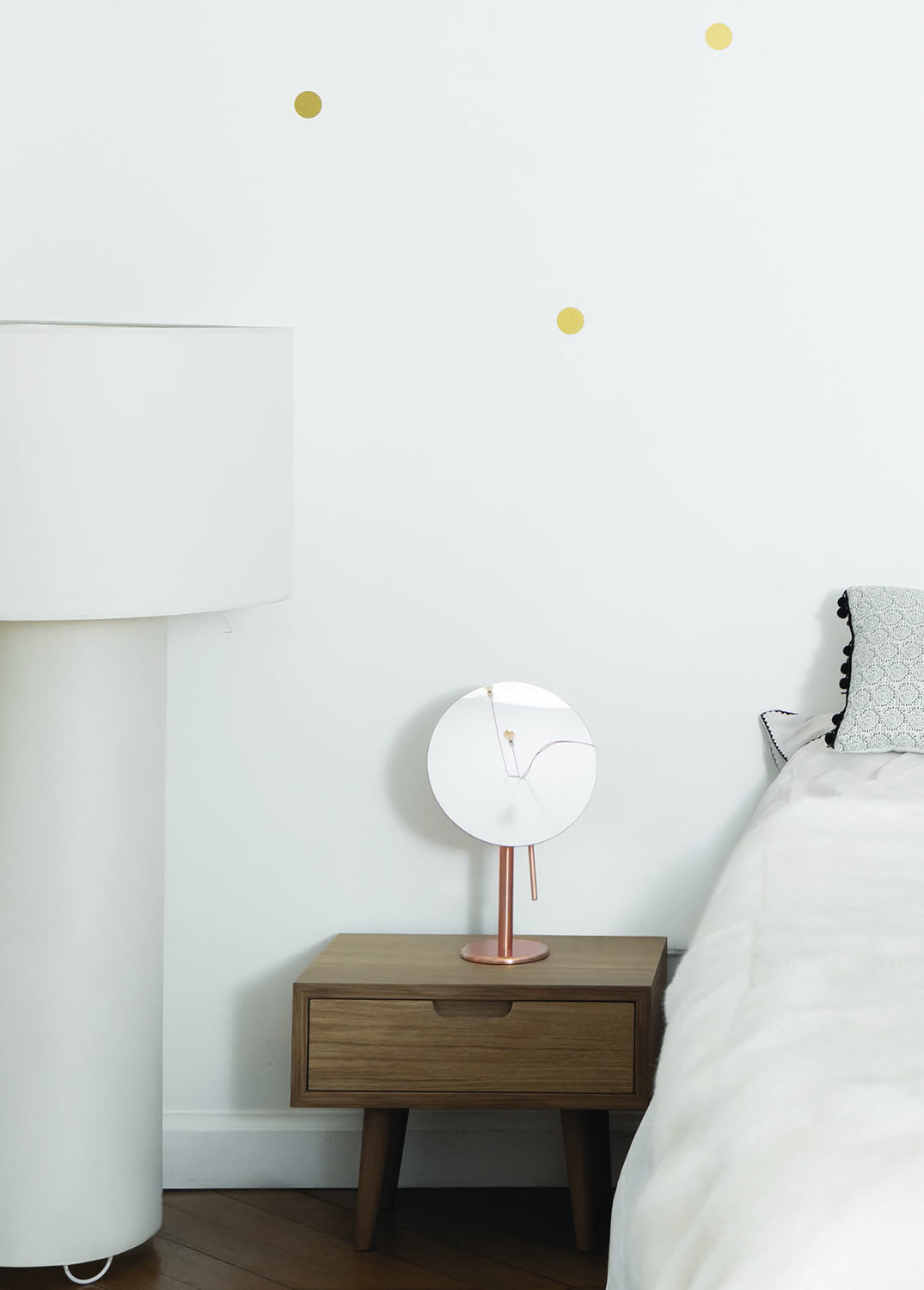 A Polished Copper (A4) at bedside.  The overall height of 14.2&quot; makes for an attractive convenience.