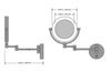Electric Mirror company's "Charm" hardwired LED mirror, dimensional drawing.