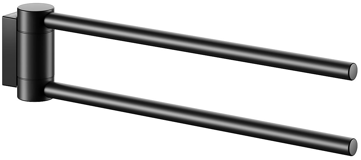 Black Collection Double Swivel Towel Holder, 12" or 17" - Keuco - Perfect Makeup Mirrors