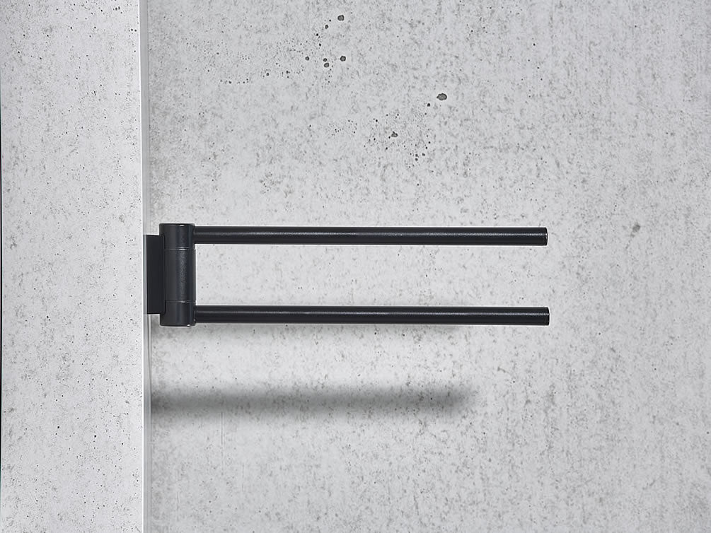 Keuco Plan Double Swivel Towel Holder 12" or 17", Stainless Steel, Matte Black, or Polished Chrome