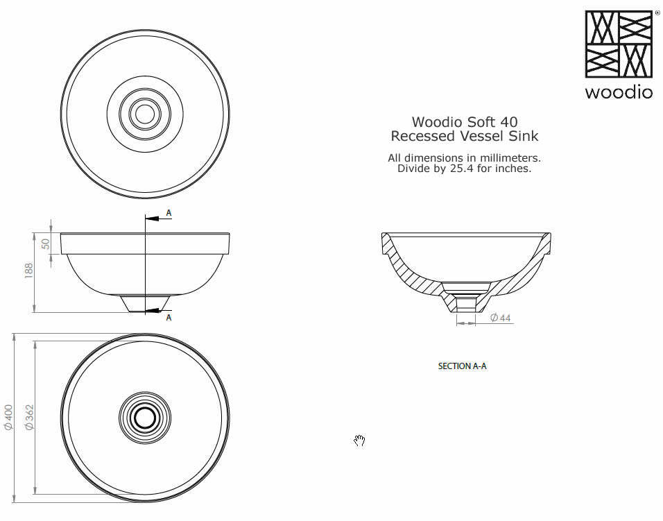 Woodio Soft40 Drop-In Sink - 10 Colors