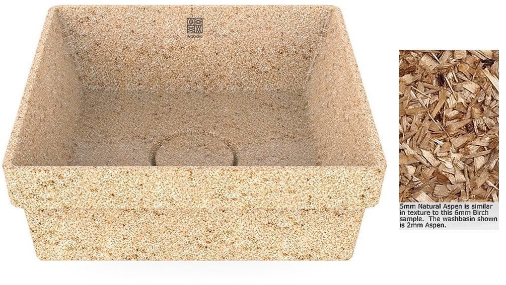 Woodio Cube40 Drop-in Drop-In Wood Sink - 10 Colors
