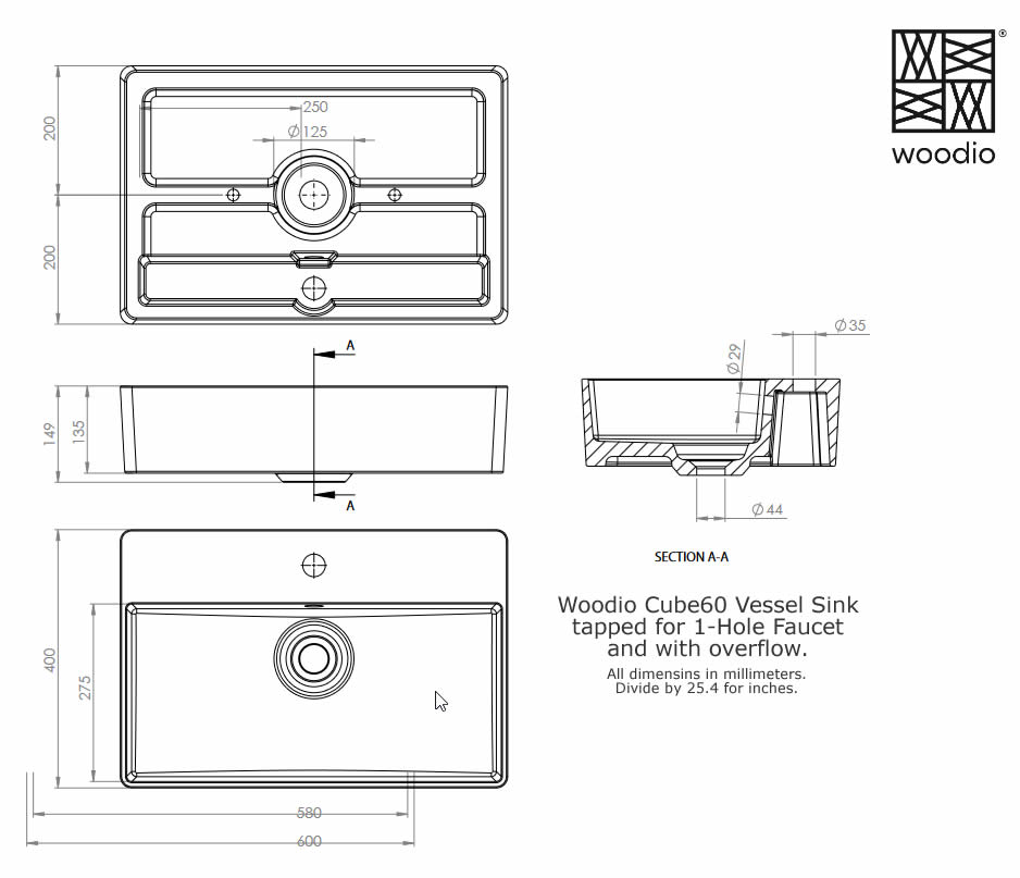 Cube60 Wall-Mount Sink 1-Hole (10 Colors) – Woodio - Perfect Makeup Mirrors