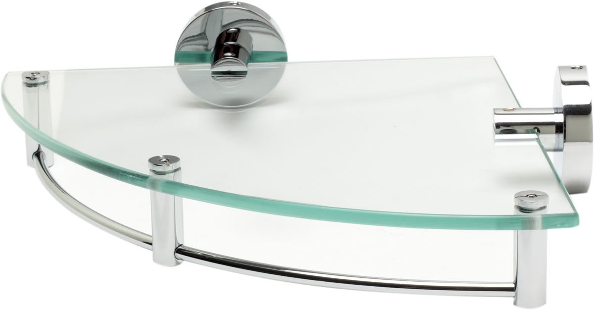 Alfi brand Glass Corner Shower Shelf - Polished Chrome