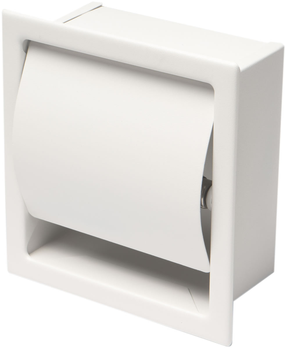 Recessed, covered, Toilet Paper Holder, White