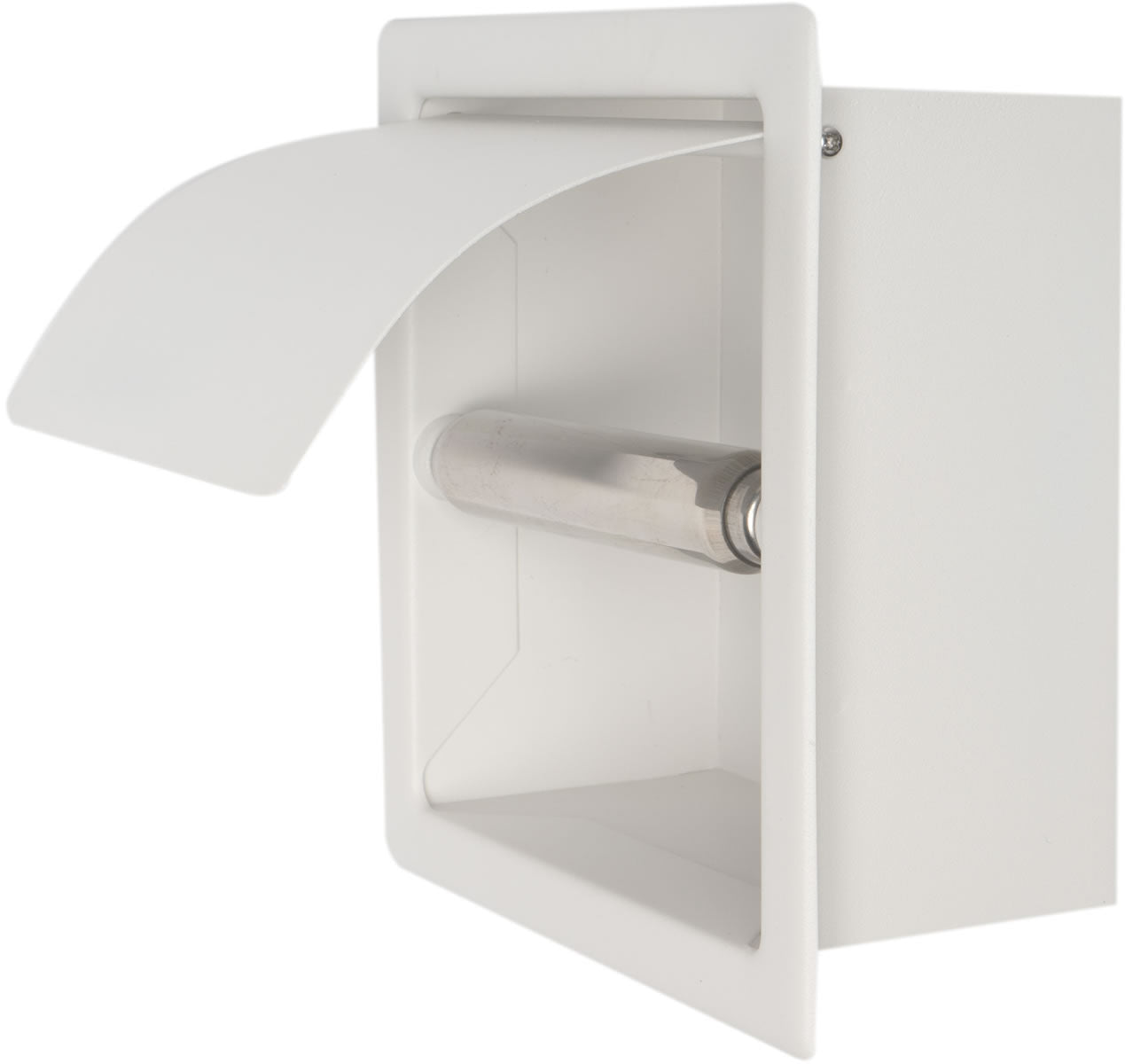 Recessed, covered, Toilet Paper Holder, White