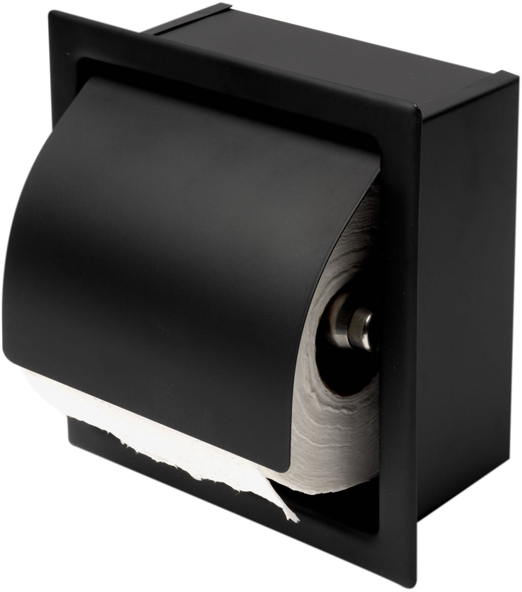 Recessed, covered, Toilet Paper Holder, Brushed Black