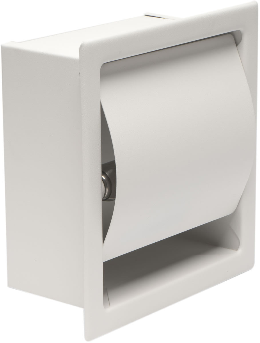 Recessed, covered, Toilet Paper Holder, White