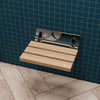 Alfi brand ADA Folding Teak Shower Seat with Accents in Polished Chrome or Brushed Nickel