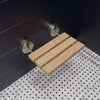 Alfi brand ADA Folding Teak Shower Seat 16" Wide, Accents in Polished Chrome or Brushed Nickel