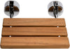 Alfi brand ADA Folding Teak Shower Seat 16" Wide, Accents in Polished Chrome or Brushed Nickel