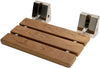 Alfi brand ADA Folding Teak Shower Seat 16" Wide, Square Pivots in Polished Chrome or Brushed Nickel