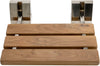 Alfi brand ADA Folding Teak Shower Seat 16" Wide, Square Pivots in Polished Chrome or Brushed Nickel