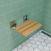 Alfi brand ADA Folding Teak Shower Seat 16" Wide, Square Pivots in Polished Chrome or Brushed Nickel