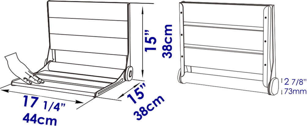 ADA Folding Teak Shower Seat 16" Wide with Back or Light Grey - Alfi brand